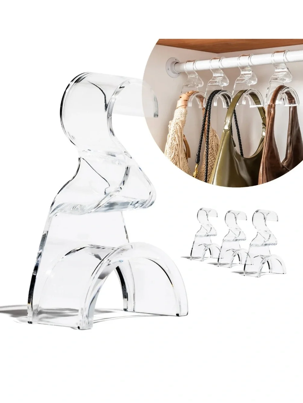 3 Pack Acrylic Closet Purse Hanger Hooks for Handbags Backpacks Hats Belts 66lb
